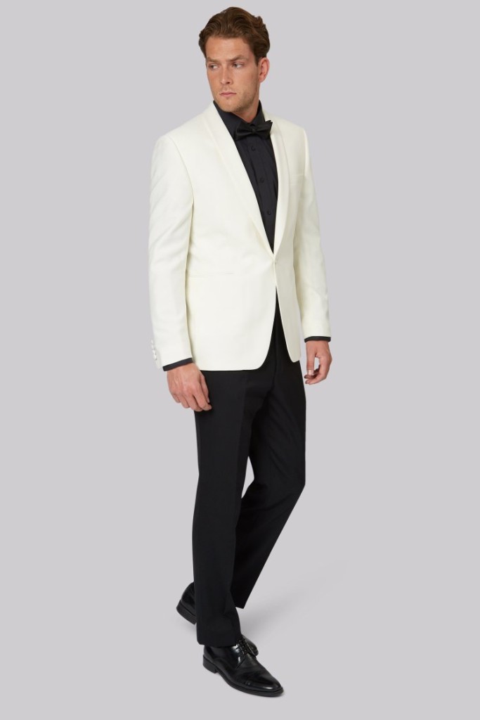 Regular Fit White Shawl Collar Tuxedo Jacket